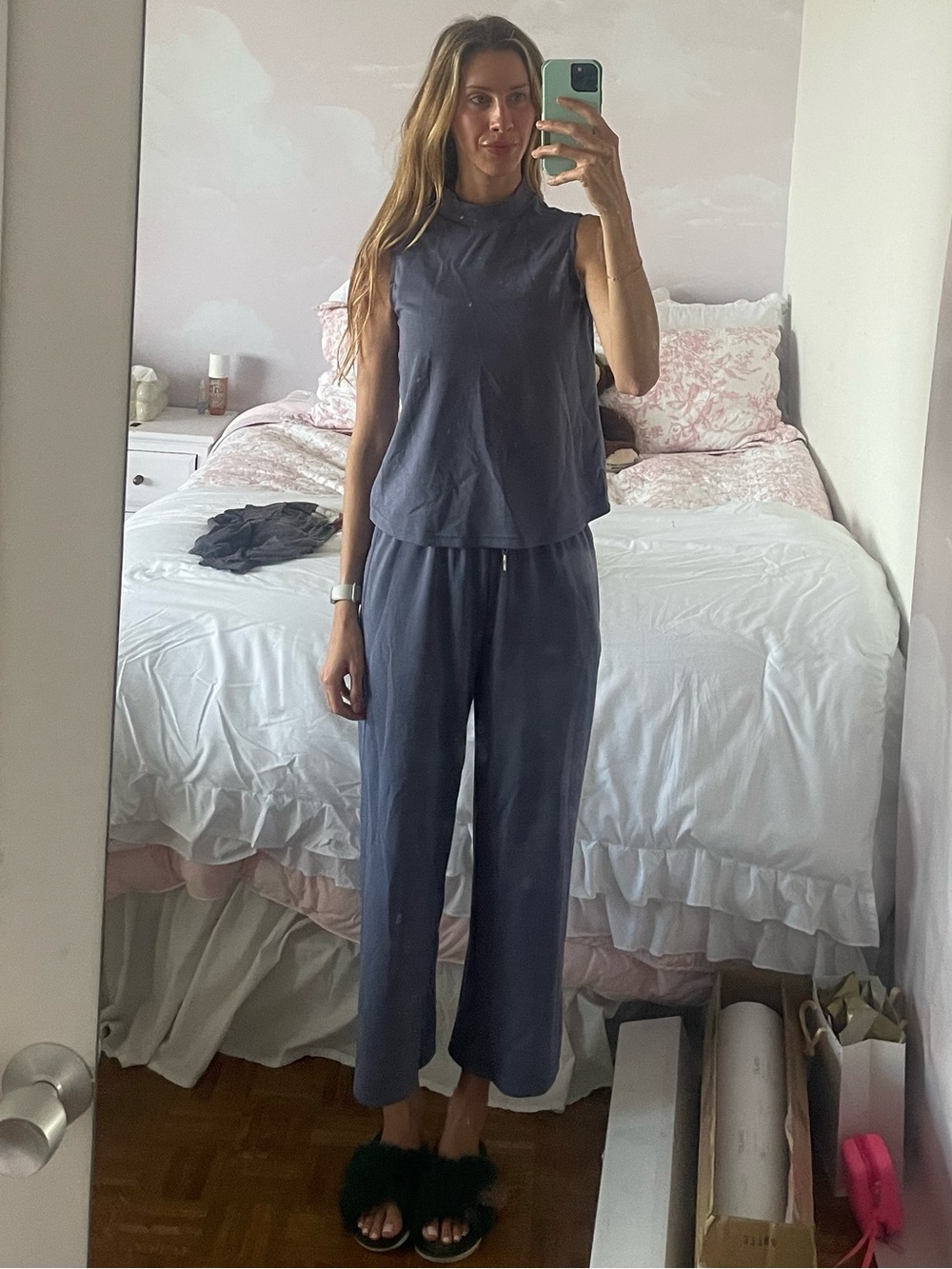 Navy Blue Women's Two-Piece Lounge Set